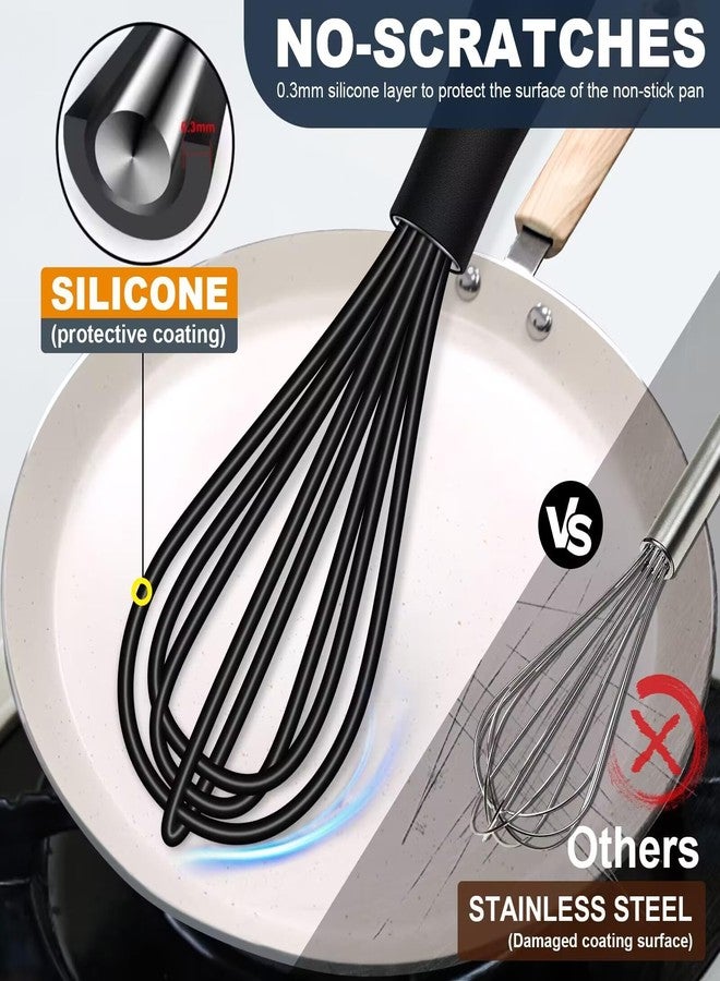 Eddeas Silicone Mini Whisk, Small whisks Non-Stick Tiny Whisks set of 2（5.5in & 7.5in）-Heat Resistant (450°F) Whisks, Balloon Egg Beater Perfect for Whisking, Beating, Mixing, Blending, Black - Image 3